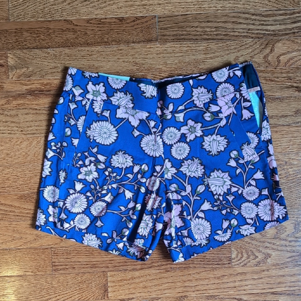 J. Crew High Waist Floral Blue Shorts‎